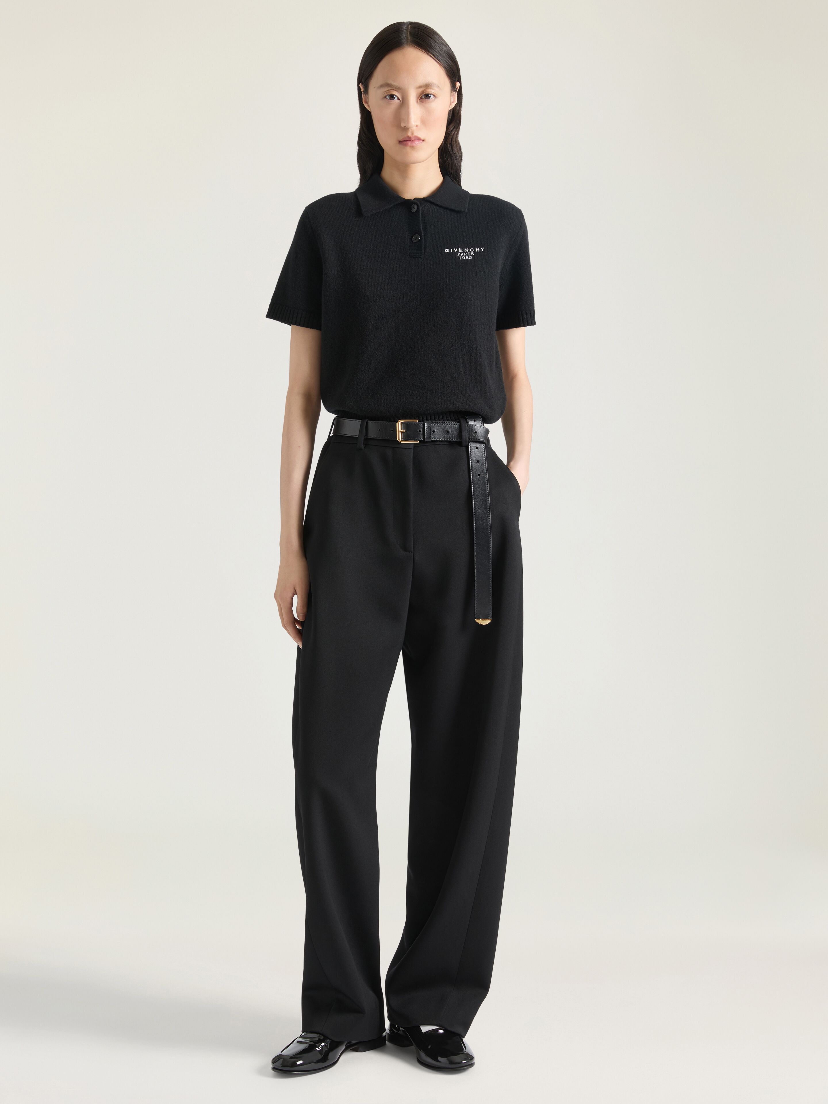 Polo top in wool and cashmere